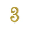 BOUGIE CHIFFRE 3 CIRE PAILLETTES 10CM OR