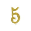 BOUGIE CHIFFRE 5 CIRE PAILLETTES 10CM OR