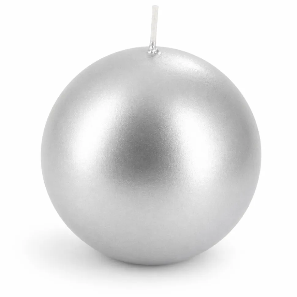 BOUGIE CIRE SPHÈRE 23 H 80MM ARGENT