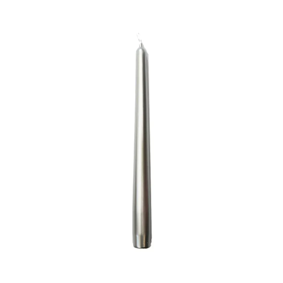 BOUGIE FLAMBEAU CONIQUE 8H 25CM ARGENT