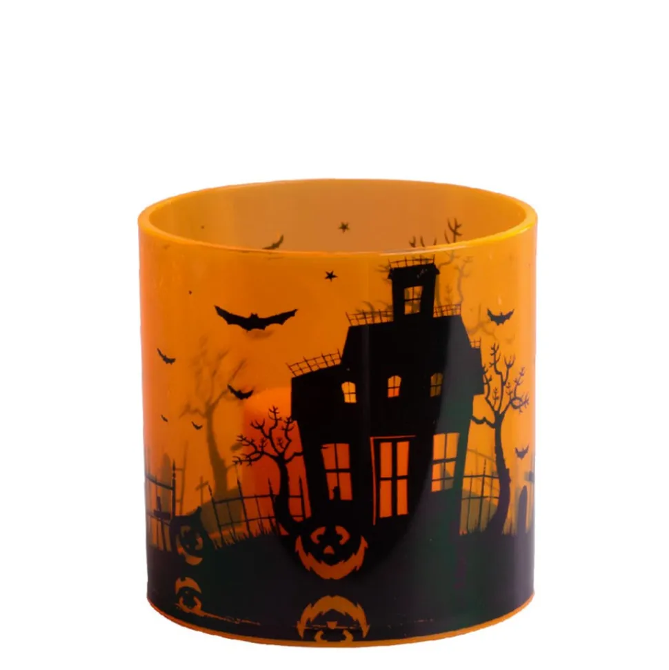 BOUGIE LED BOUGEOIR PVC MAISON HANTÉE 8CM ORANGE