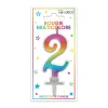 BOUGIE MÉTALLIQUE MULTICOLORE CHIFFRE 2