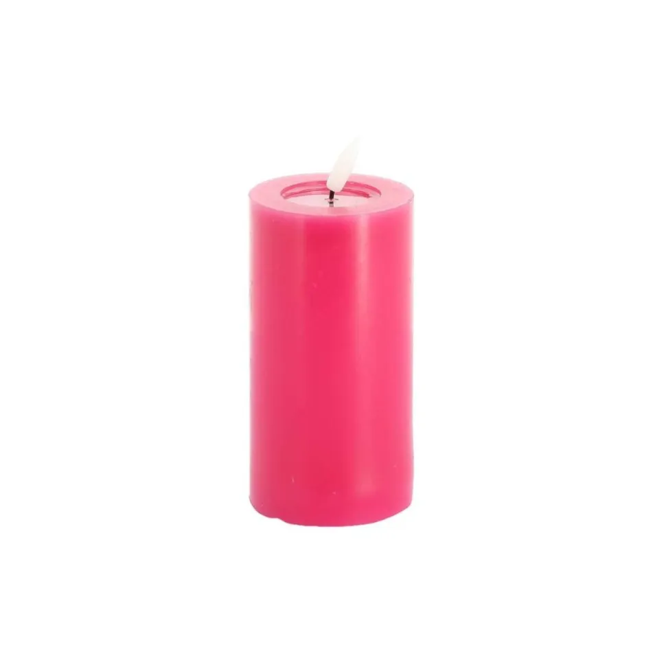 BOUGIE PILIER CIRE GLOSSY LED 7X15CM FRAMBOISE