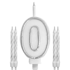 BOUGIES CHIFFRE 0 MÈCHE MAGIQUE 11CM BLANC
