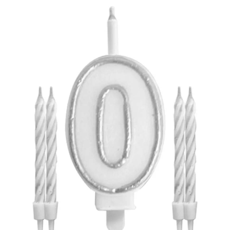 BOUGIES CHIFFRE 0 MÈCHE MAGIQUE 11CM BLANC