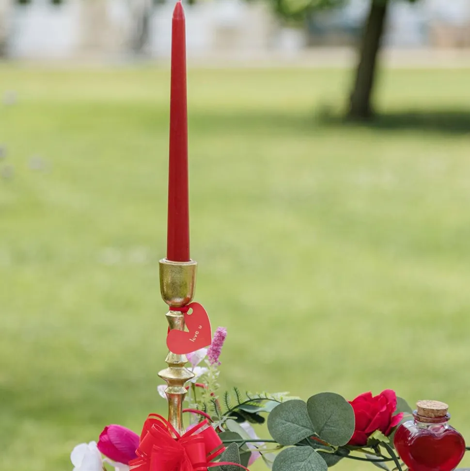 2 BOUGIES FLAMBEAU CONIQUES 25CM 7H ROUGE