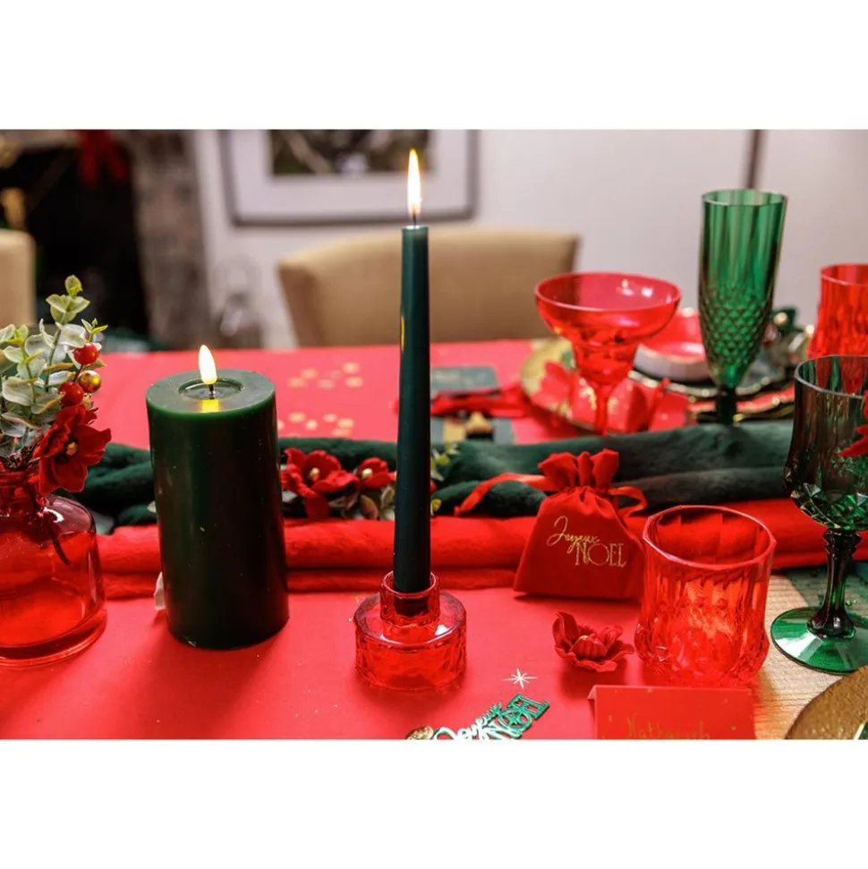 2 BOUGIES FLAMBEAU CONIQUES 25CM 7H VERT ANGLAIS