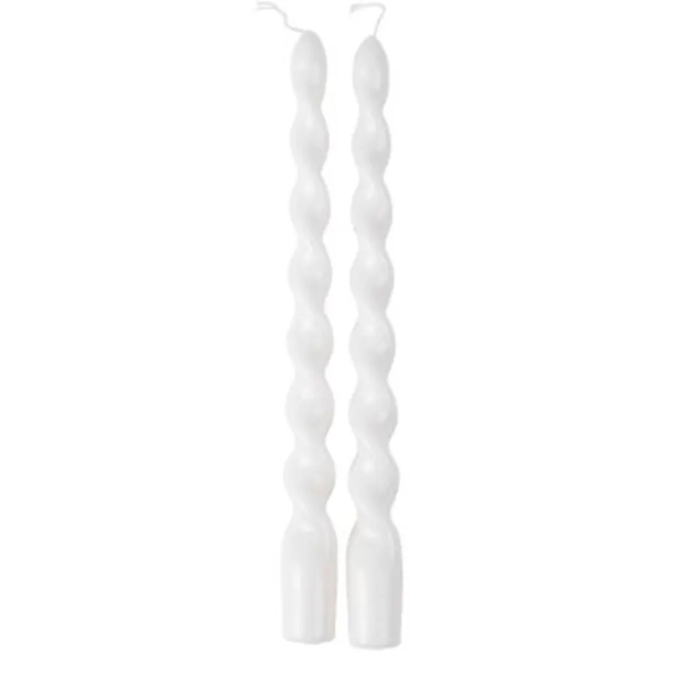 2 BOUGIES FLAMBEAU TORSADÉES 25CM 7H BLANC