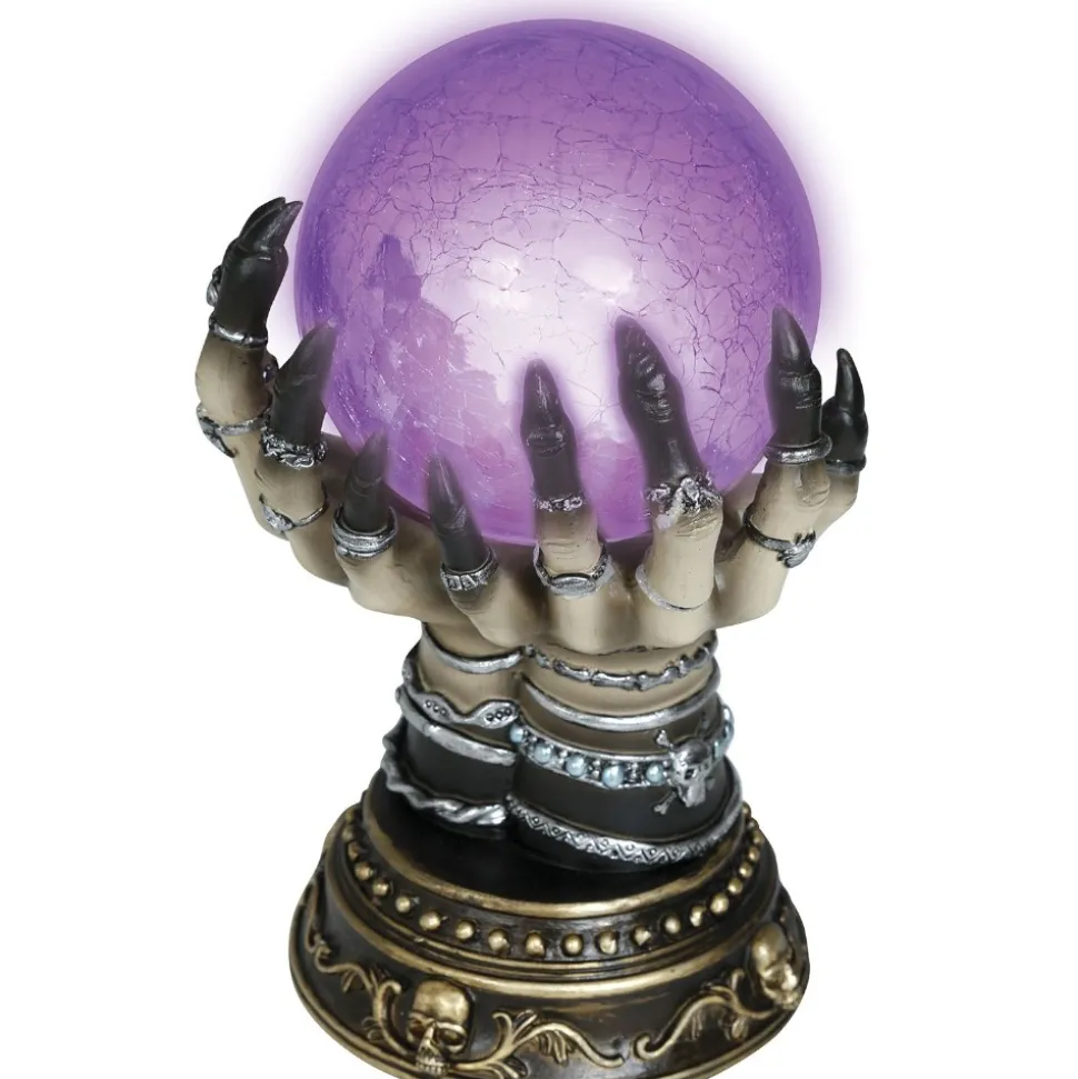BOULE DE CRISTAL LUMINEUSE CÉRAMIQUE SORCIÈRE 23CM