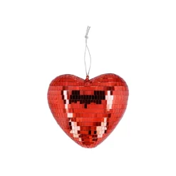 BOULE À FACETTES CUR MIROIR DISCO 15CM ROUGE