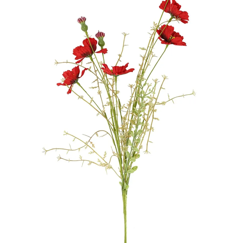 BOUQUET ARTIFICIEL FLEURS DES CHAMPS 55CM ROUGE