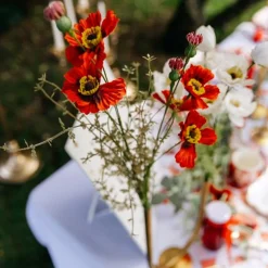 BOUQUET ARTIFICIEL FLEURS DES CHAMPS 55CM ROUGE