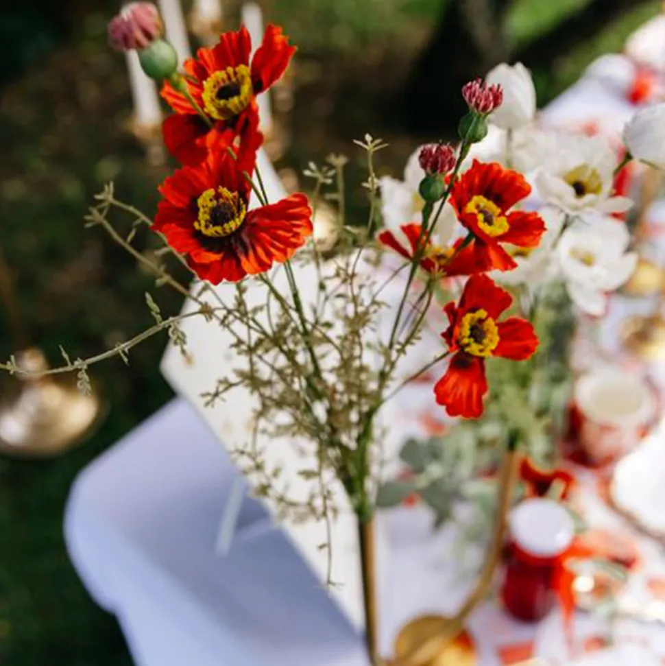 BOUQUET ARTIFICIEL FLEURS DES CHAMPS 55CM ROUGE