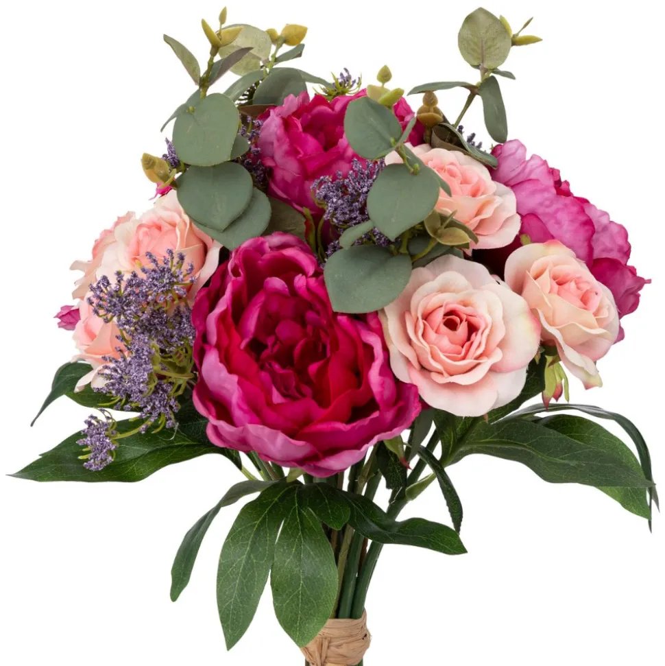 BOUQUET COMPOSÉ ROND ARTIFICIEL 53CM ROSE