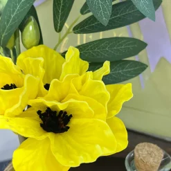 BOUQUET 4 COQUELICOTS ARTIFICIELS 35CM JAUNE