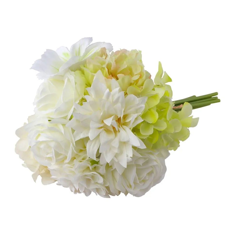 BOUQUET JADE FLEURS ARTIFICIELS 32CM BLANC