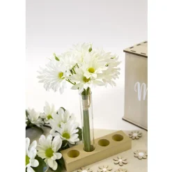BOUQUET 18 MARGUERITES ARTIFICIELLES 24CM BLANC