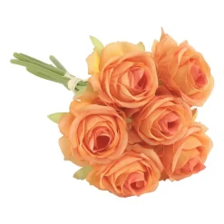 BOUQUET 6 TIGES ROSIER ARTIFICIEL 23CM ORANGE