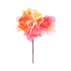 BOUQUET 4 TIGES ROSIER ARTIFICIEL 11CM COLORÉ