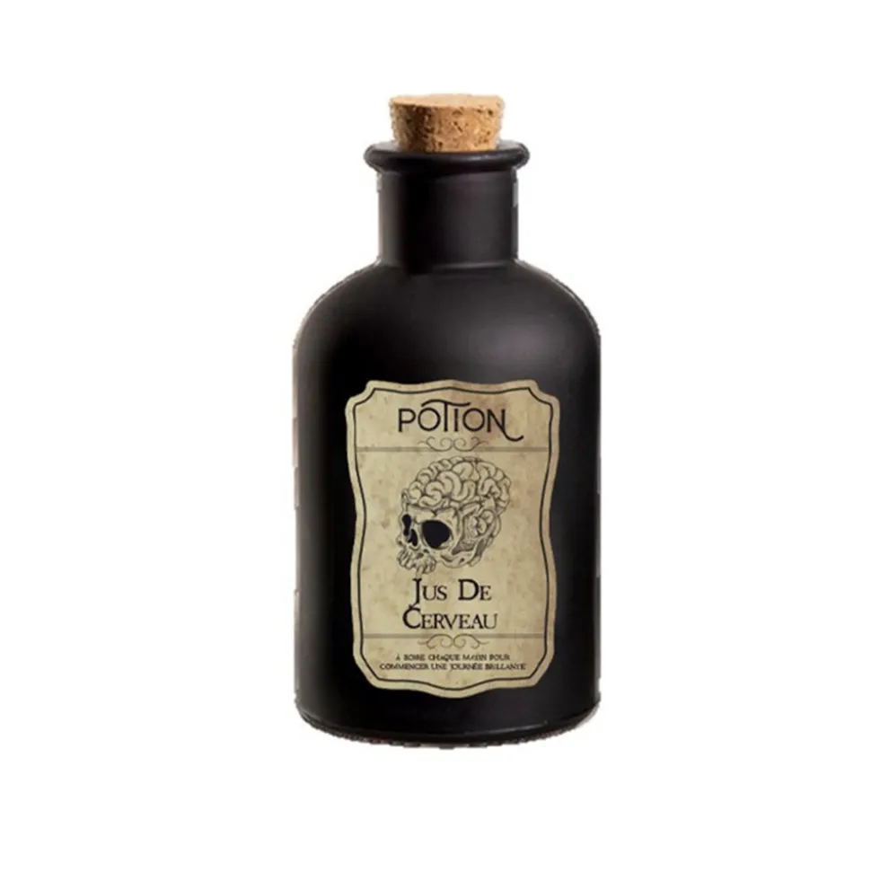 BOUTEILLE FIOLE VERRE POTION SORCIÈRE 20X9CM NOIR