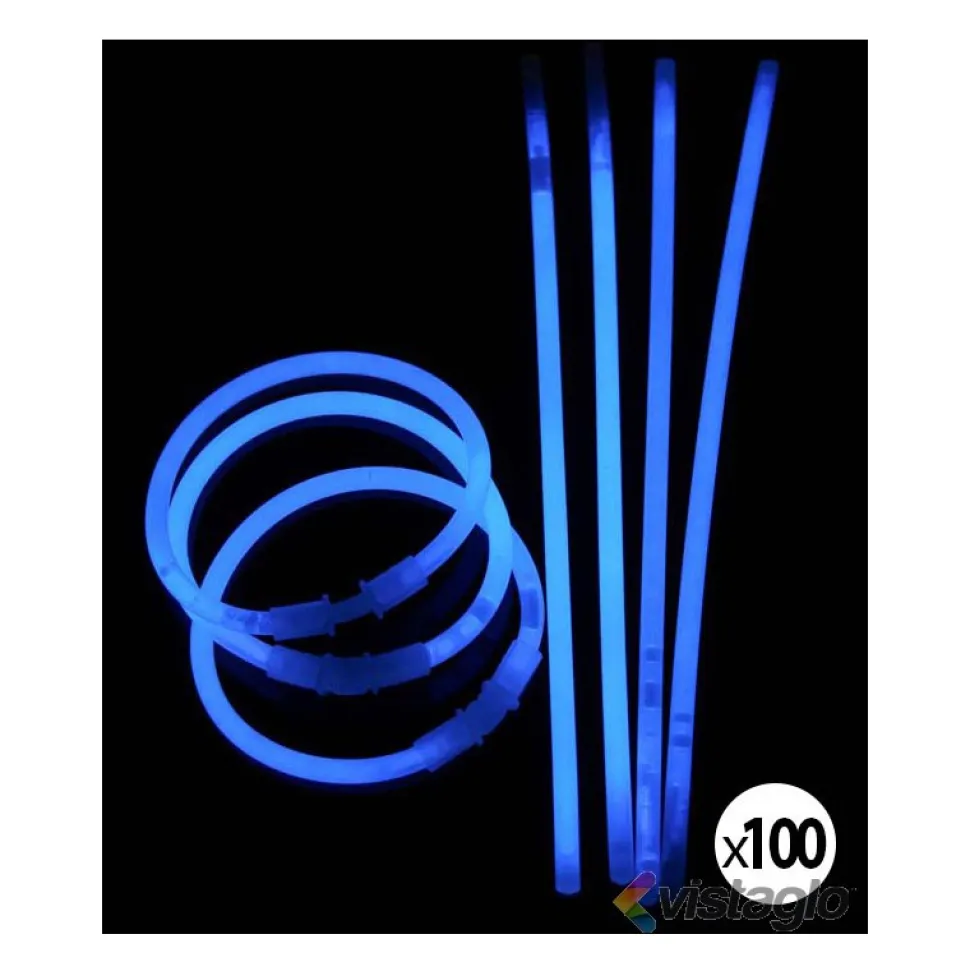 100 BRACELETS LUMINEUX BLEUS
