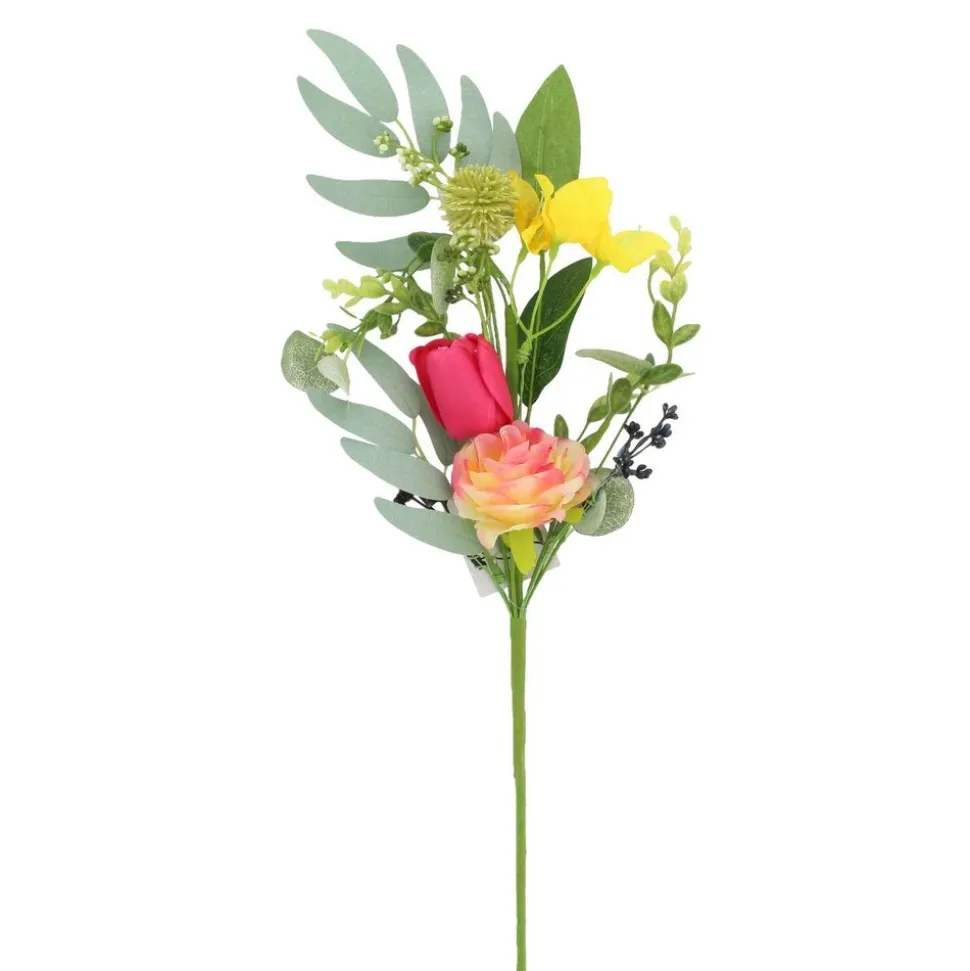 BRANCHE FLEURS FEUILLAGE ARTIFICIELLE 47CM NÉON