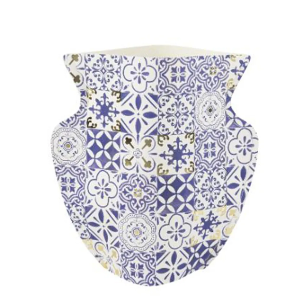2 CACHE-VASES PAPIER DOLCE VITA 24X24CM BLEU