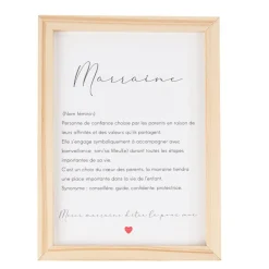 CADRE BOIS LETTRE DÉFINITION MARRAINE 14.5X19.5CM