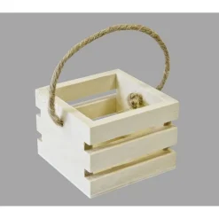 CAGETTE BOIS AVEC ANSE CORDON5.5X5.5X4CM NATURE
