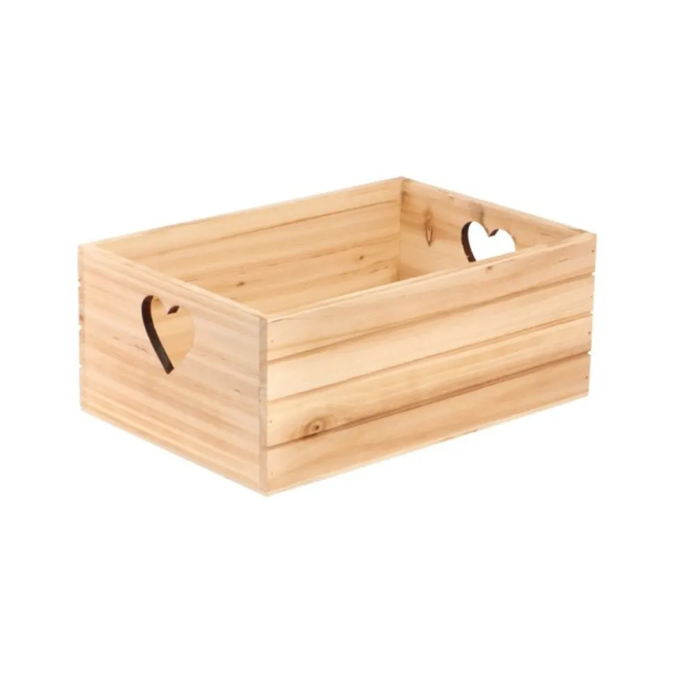 CAGETTE BOIS POIGNÉE C?'UR 30X20X12.5CM NATURE
