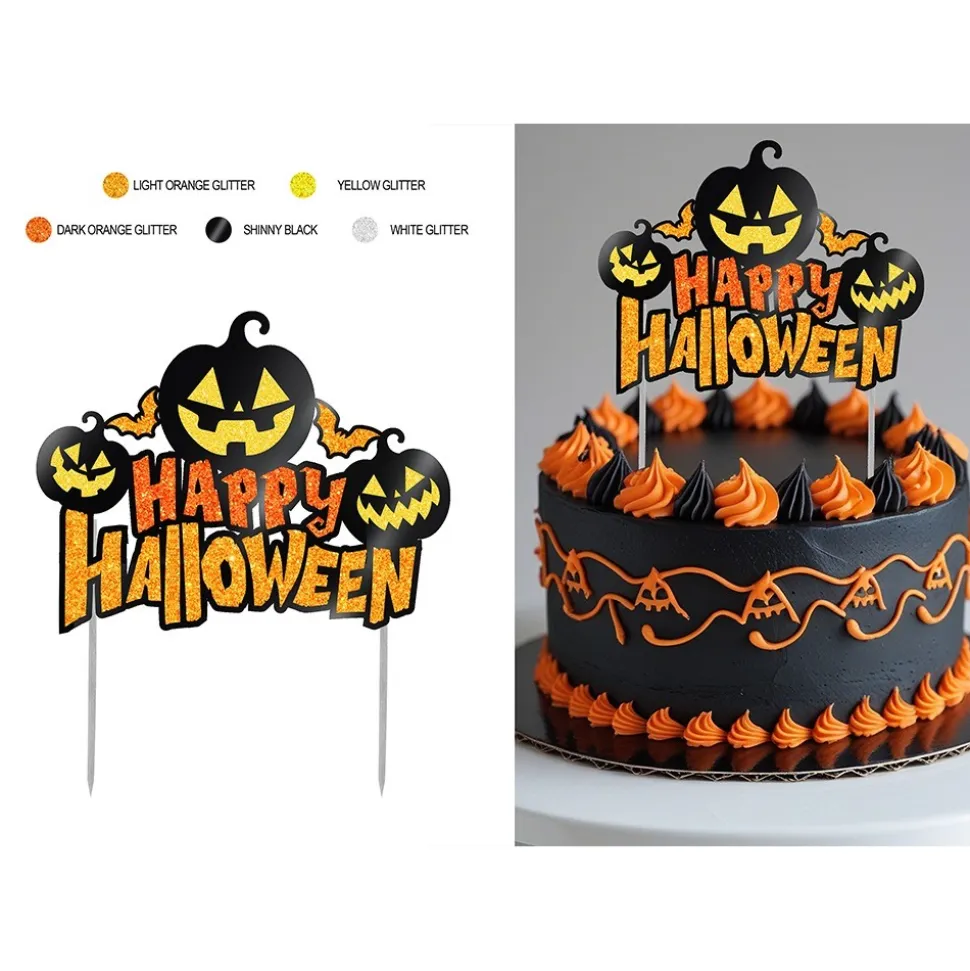 CAKE TOPPER CITROUILLE PAILLETÉ 16X24CM ORANGE