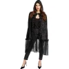 CAPE CAPUCHE VELOURS DENTELLE 145CM NOIR FEMME