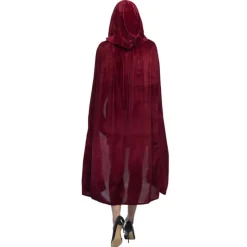 CAPE À CAPUCHE VELOURS 1.70M BORDEAUX ADULTE