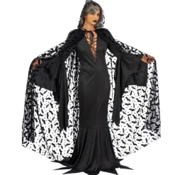 CAPE TULLE CHAUVE-SOURIS 140CM NOIR SORCIER ADULTE