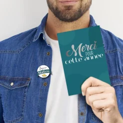 CARTE REMERCIEMENT PIN'S ROND MAÎTRE