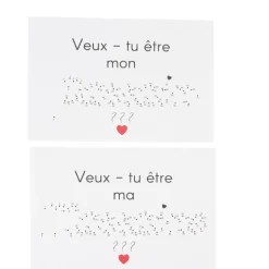 2 CARTONS DEMANDE PARRAIN MARRAINE 15X10CM BLANC