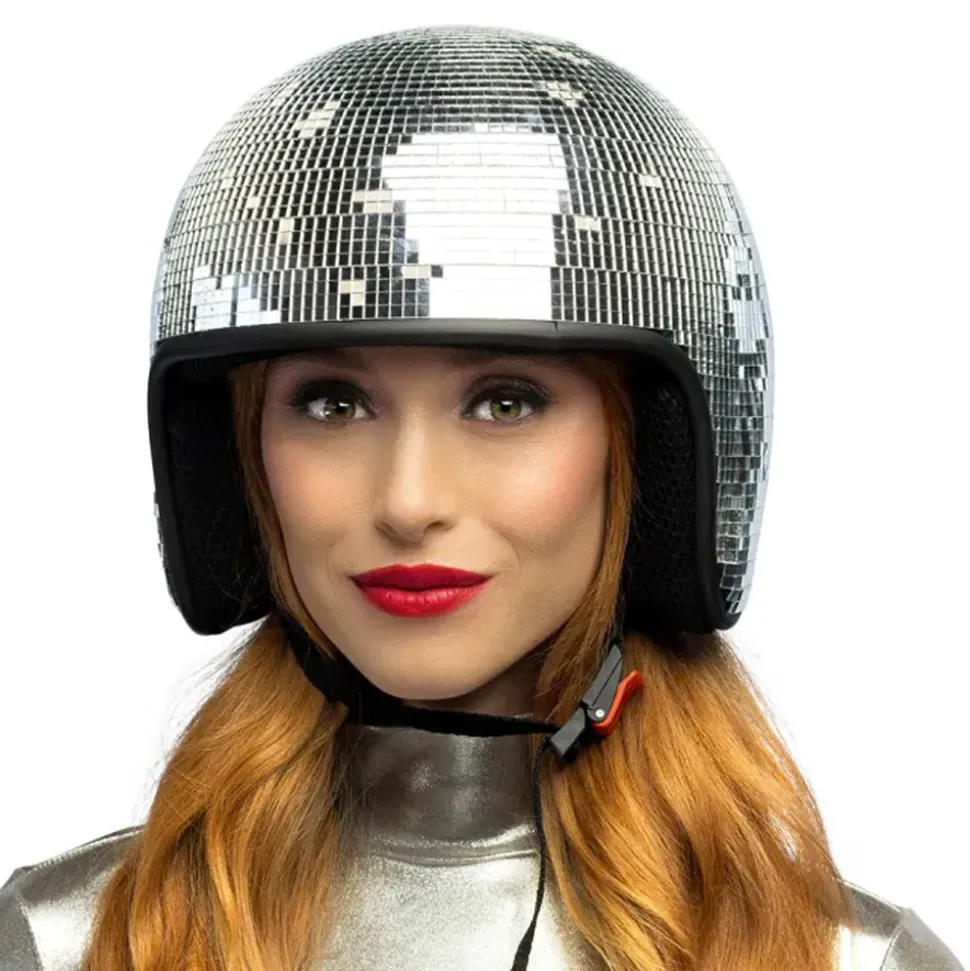 CASQUE BOULE À FACETTES ARGENT DISCO ADULTE