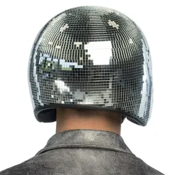 CASQUE BOULE À FACETTES ARGENT DISCO ADULTE