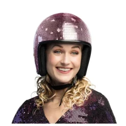 CASQUE BOULE À FACETTES DISCO ROSE ADULTE
