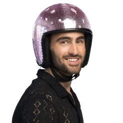 CASQUE BOULE À FACETTES DISCO ROSE ADULTE