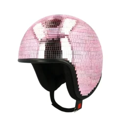 CASQUE BOULE À FACETTES DISCO ROSE ADULTE
