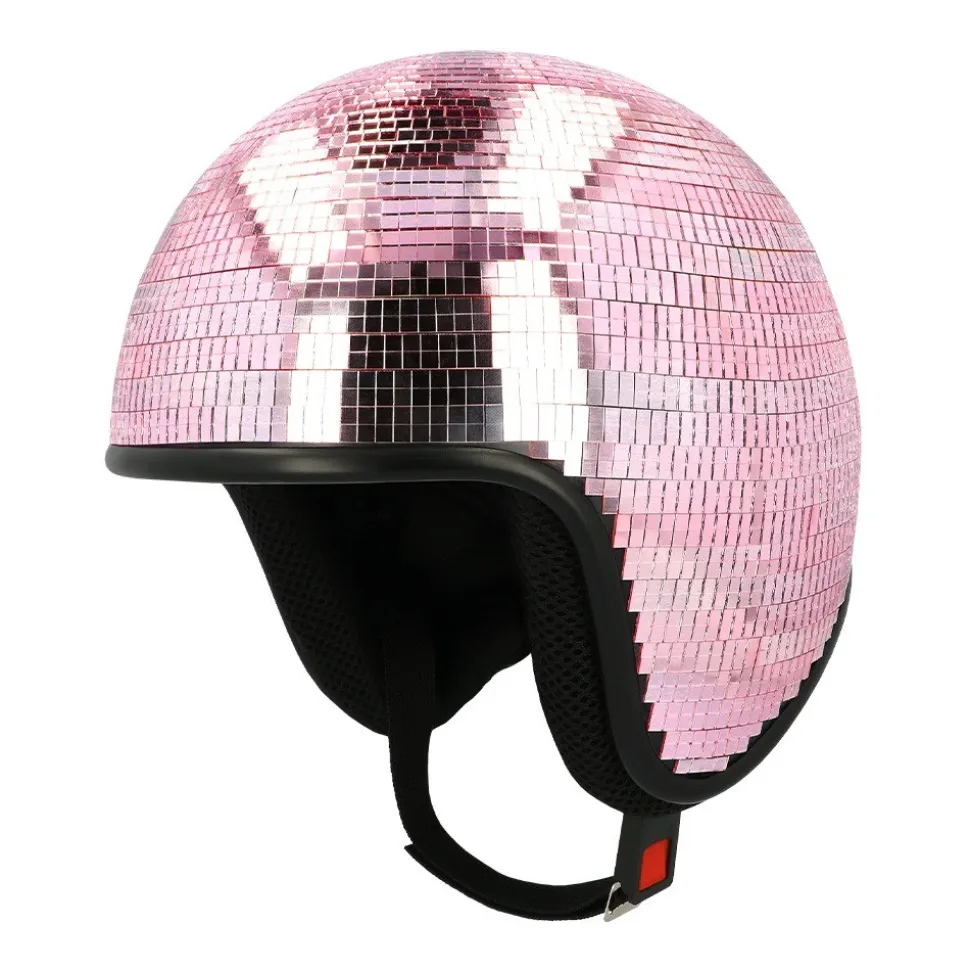 CASQUE BOULE À FACETTES DISCO ROSE ADULTE
