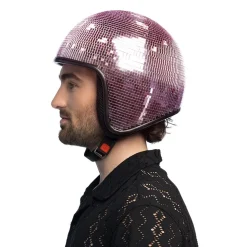 CASQUE BOULE À FACETTES DISCO ROSE ADULTE