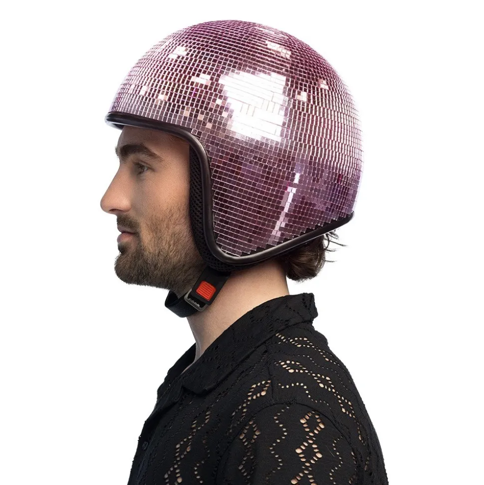 CASQUE BOULE À FACETTES DISCO ROSE ADULTE
