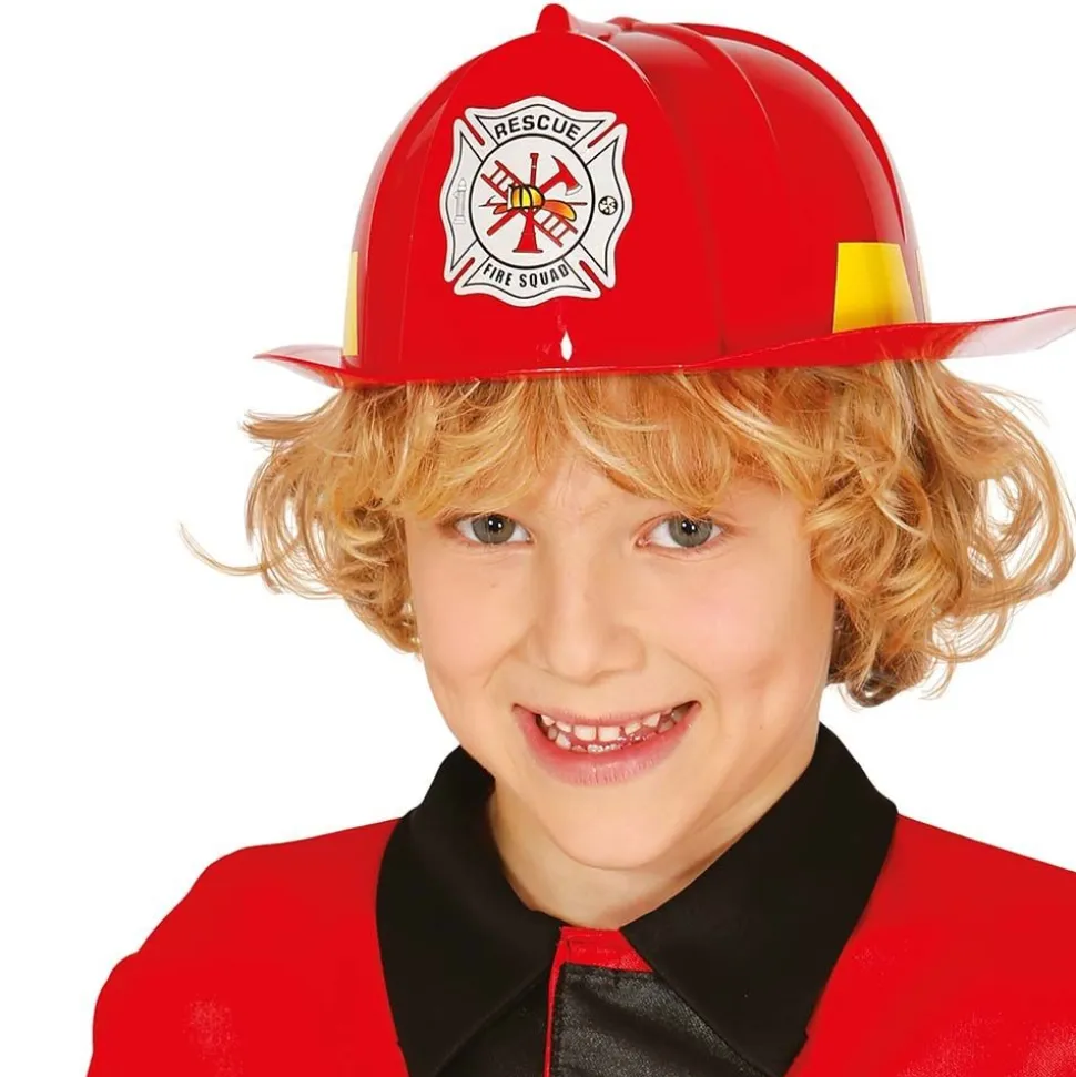 CASQUE POMPIER AMÉRICAIN RIGIDE RÉGLABLE ROUGE