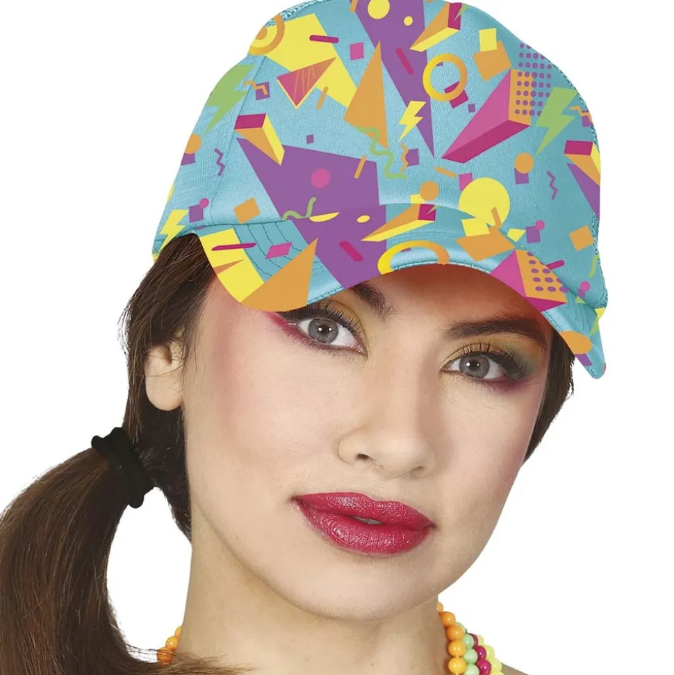 CASQUETTE BARIOLÉ BLEU ANNÉES 80 ADULTE