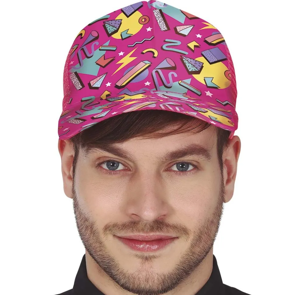 CASQUETTE BARIOLÉ ROSE ANNÉES 80 ADULTE
