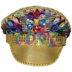 CASQUETTE CAPITAINE LOVE STRASS MULTICOLORE ADULTE