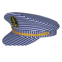 CASQUETTE DE CAPITAINE À RAYURES BLEU ADULTE