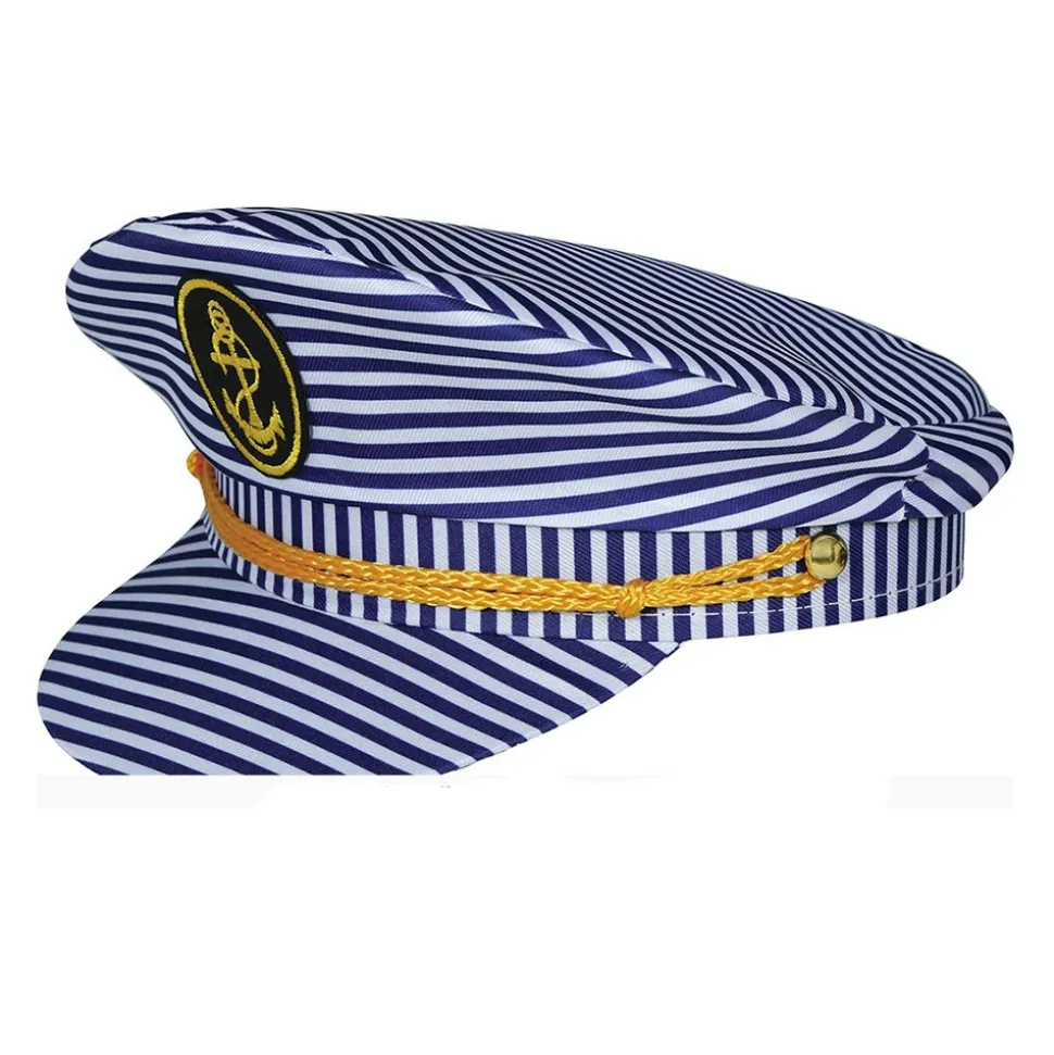 CASQUETTE DE CAPITAINE À RAYURES BLEU ADULTE